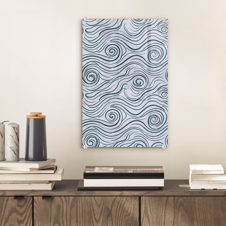 Glas schilderij - Patroon - Golven - Abstract - Modern - Blauw — 2