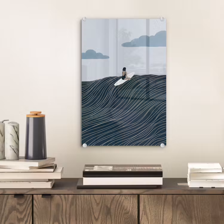 Glas schilderij - Persoon - Surfen - Oceaan - Natuur - Modern — 2