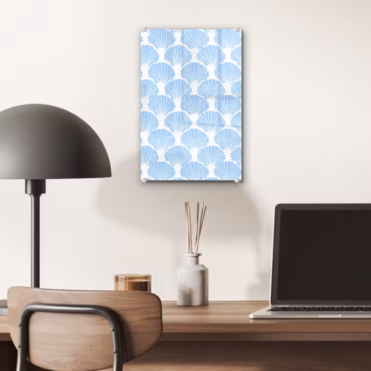 Glas schilderij - Blauw - Wit - Schelpen - Grafisch - Structuur — 7