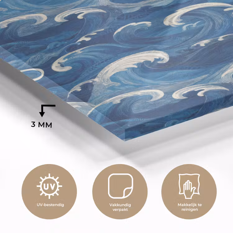 Glas schilderij - Japans - Oceaan - Golven - Blauw — 3