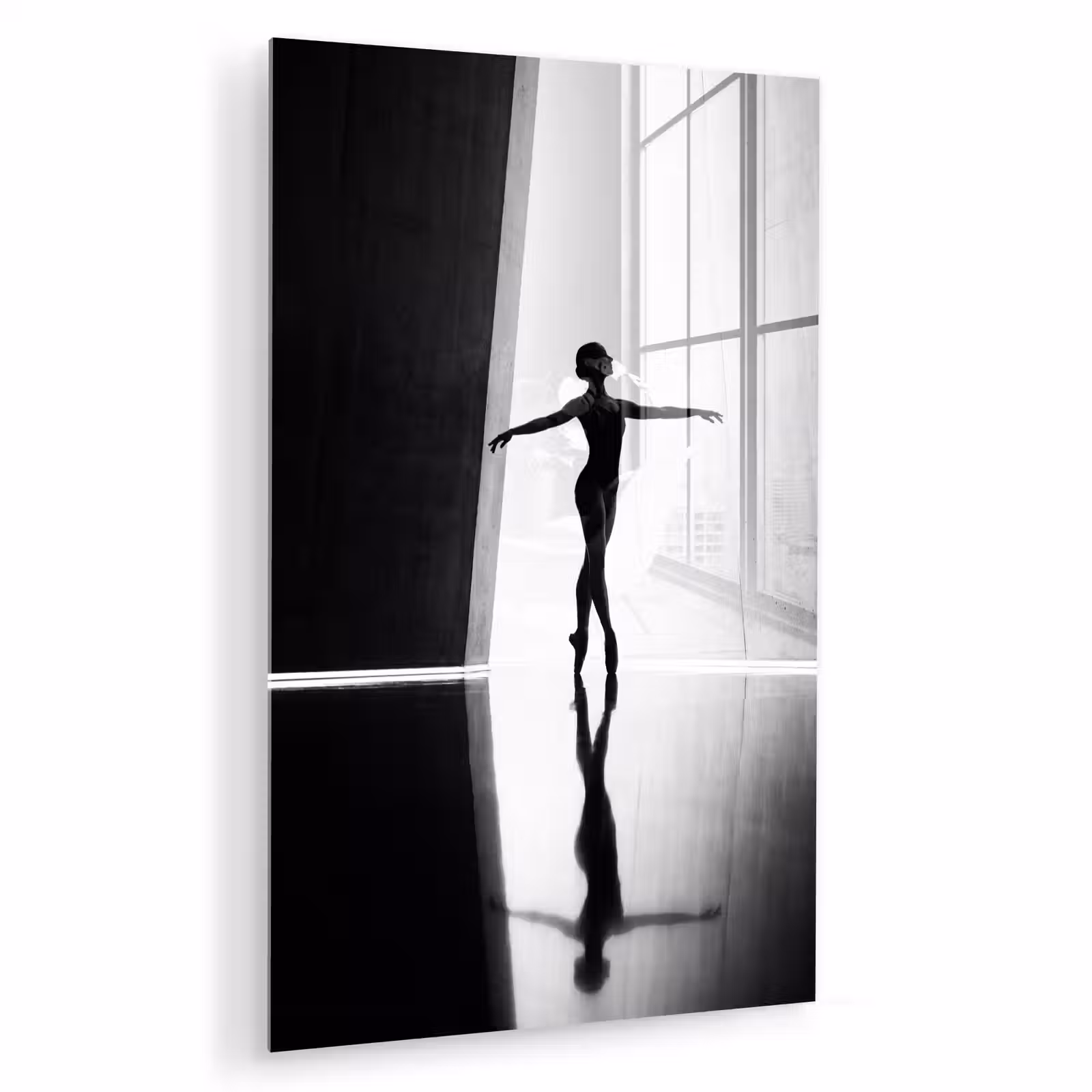 Glas schilderij - Danser - Silhouette - Kunst - Modern - Zwart-wit — 1