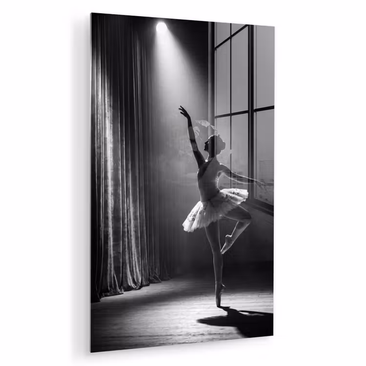 Glas schilderij - Danser - Podium - Zwart-wit - Kunst - Klassiek — 1
