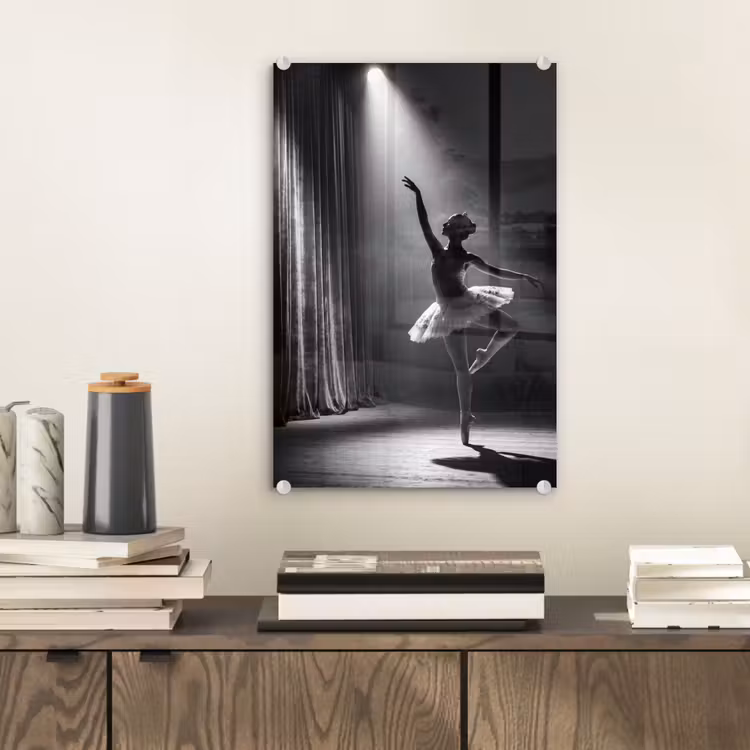 Glas schilderij - Danser - Podium - Zwart-wit - Kunst - Klassiek — 2