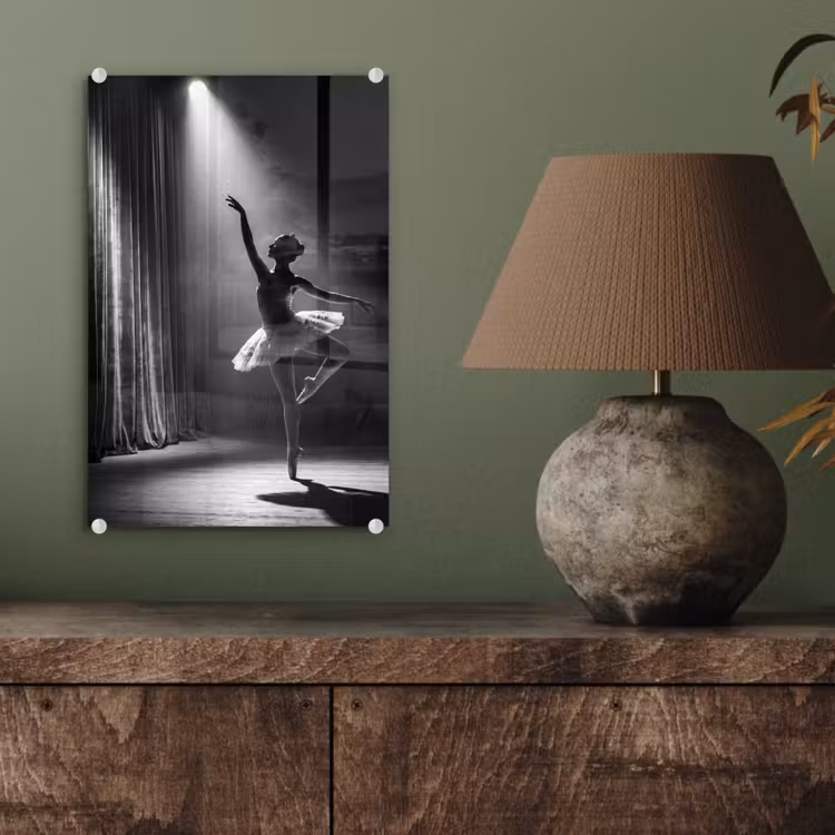 Glas schilderij - Danser - Podium - Zwart-wit - Kunst - Klassiek — 4