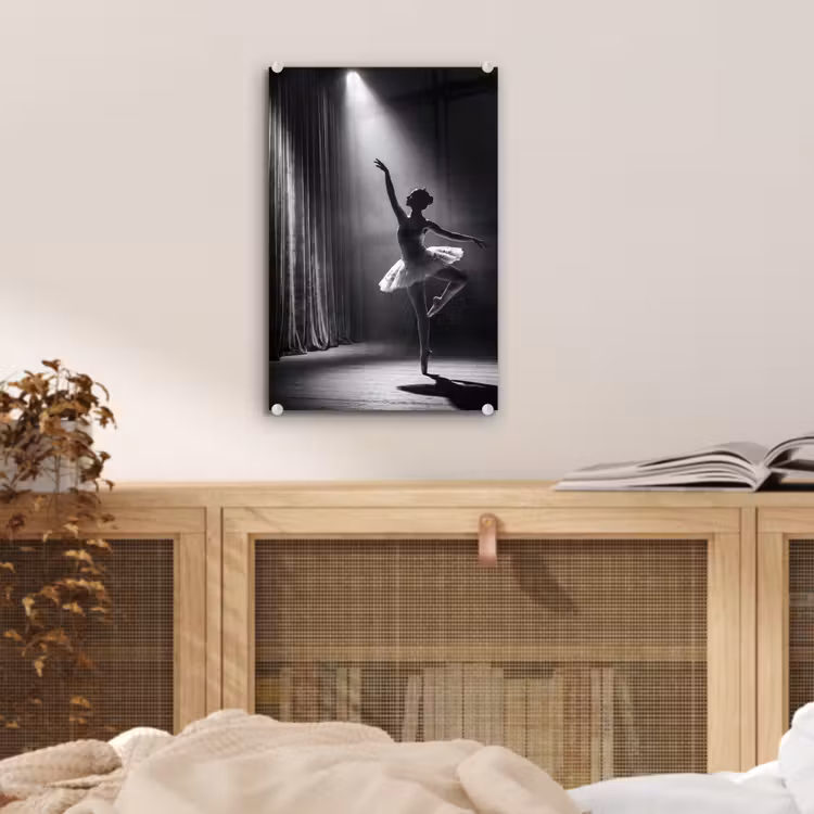 Glas schilderij - Danser - Podium - Zwart-wit - Kunst - Klassiek — 5