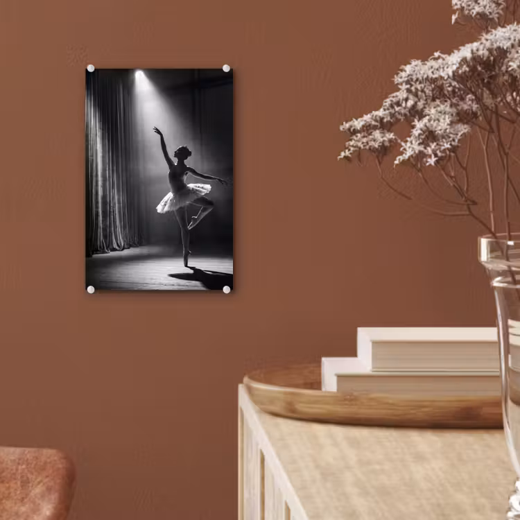 Glas schilderij - Danser - Podium - Zwart-wit - Kunst - Klassiek — 6