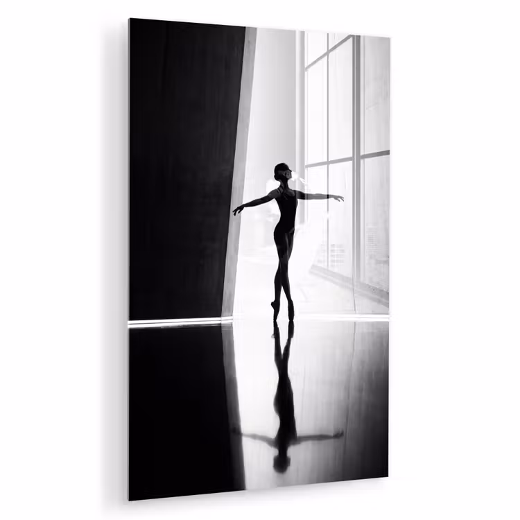 Glas schilderij - Danser - Silhouette - Kunst - Modern - Zwart-wit — 1
