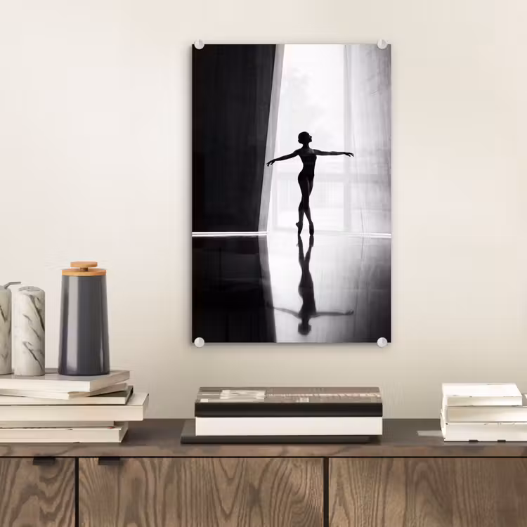 Glas schilderij - Danser - Silhouette - Kunst - Modern - Zwart-wit — 2