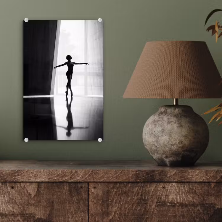 Glas schilderij - Danser - Silhouette - Kunst - Modern - Zwart-wit — 4