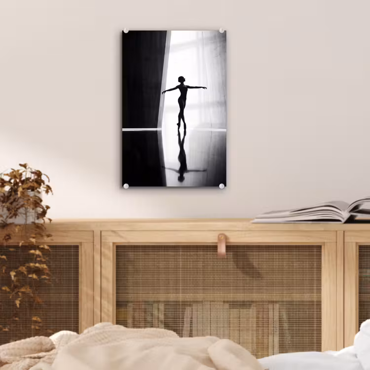 Glas schilderij - Danser - Silhouette - Kunst - Modern - Zwart-wit — 5