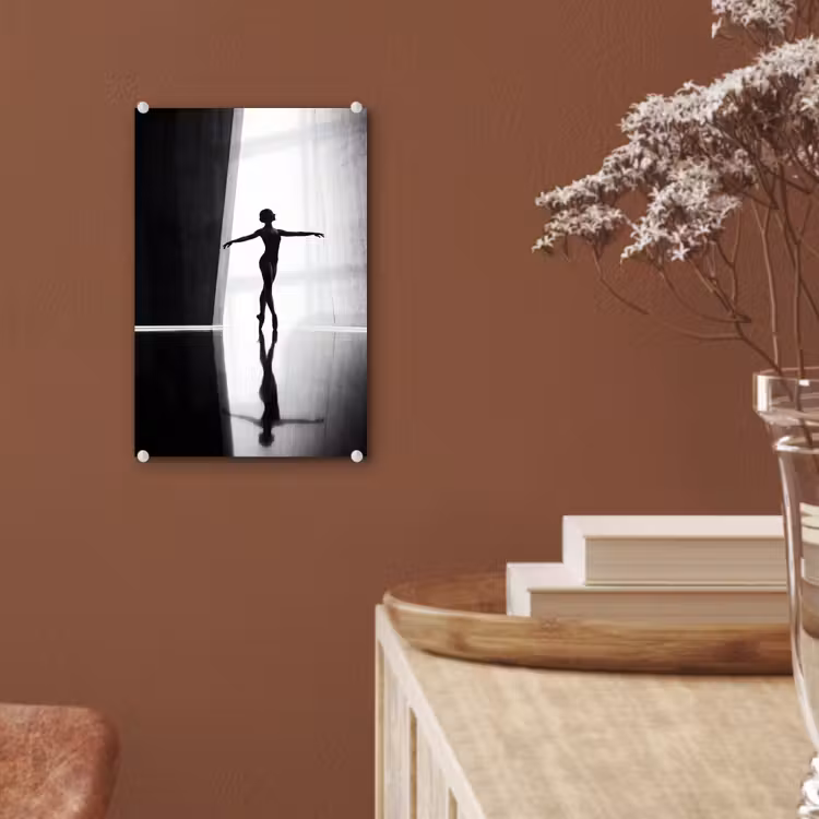 Glas schilderij - Danser - Silhouette - Kunst - Modern - Zwart-wit — 6