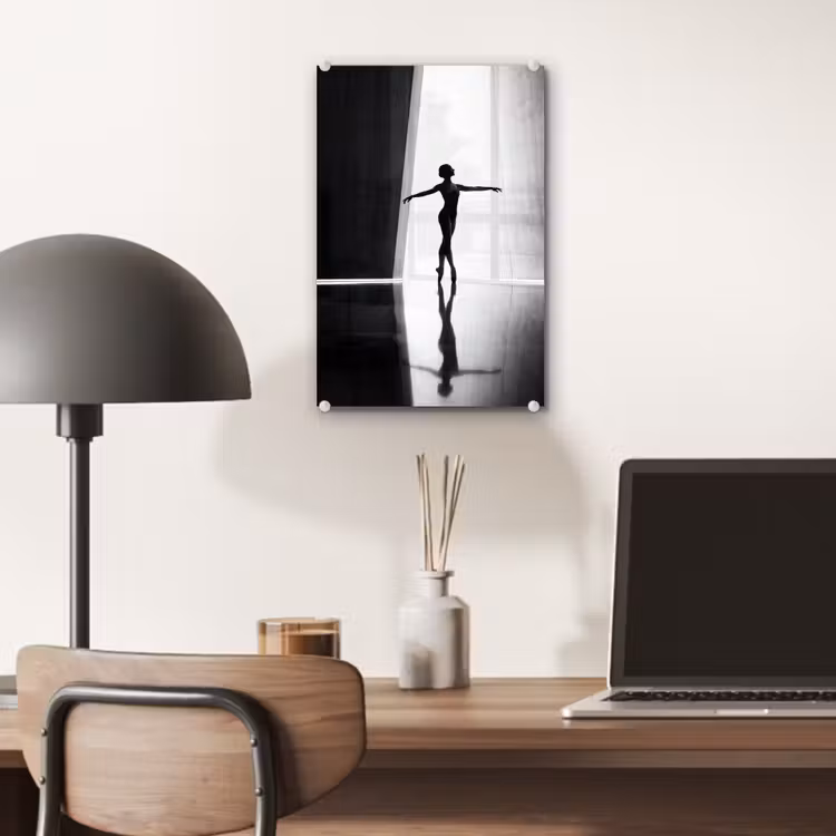 Glas schilderij - Danser - Silhouette - Kunst - Modern - Zwart-wit — 7
