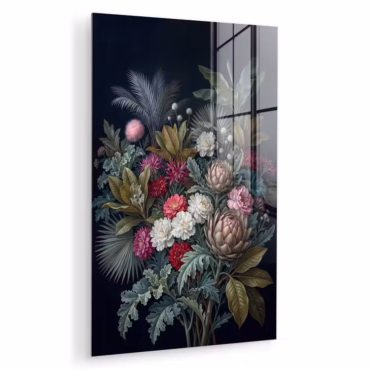 Glas schilderij - Planten - Tropisch - Botanisch - Donker - Groen — 1