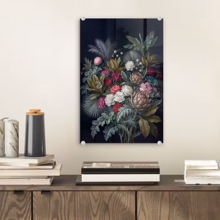 Glas schilderij - Planten - Tropisch - Botanisch - Donker - Groen — 2