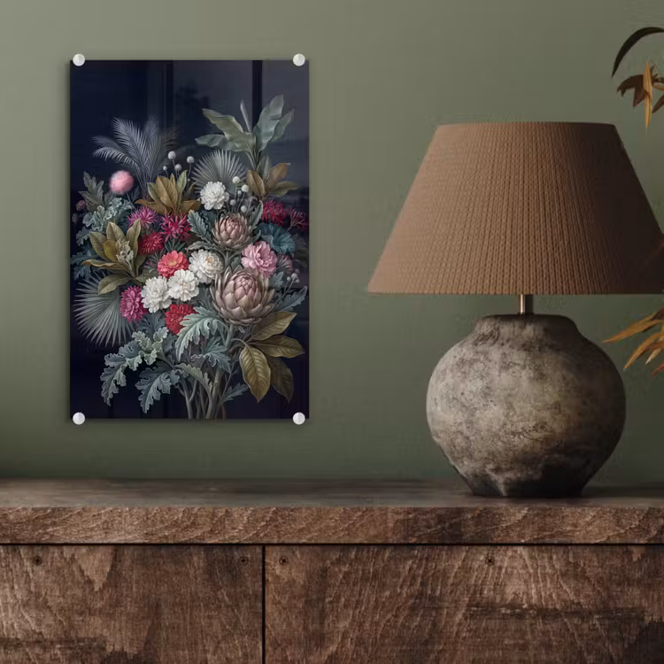 Glas schilderij - Planten - Tropisch - Botanisch - Donker - Groen — 4