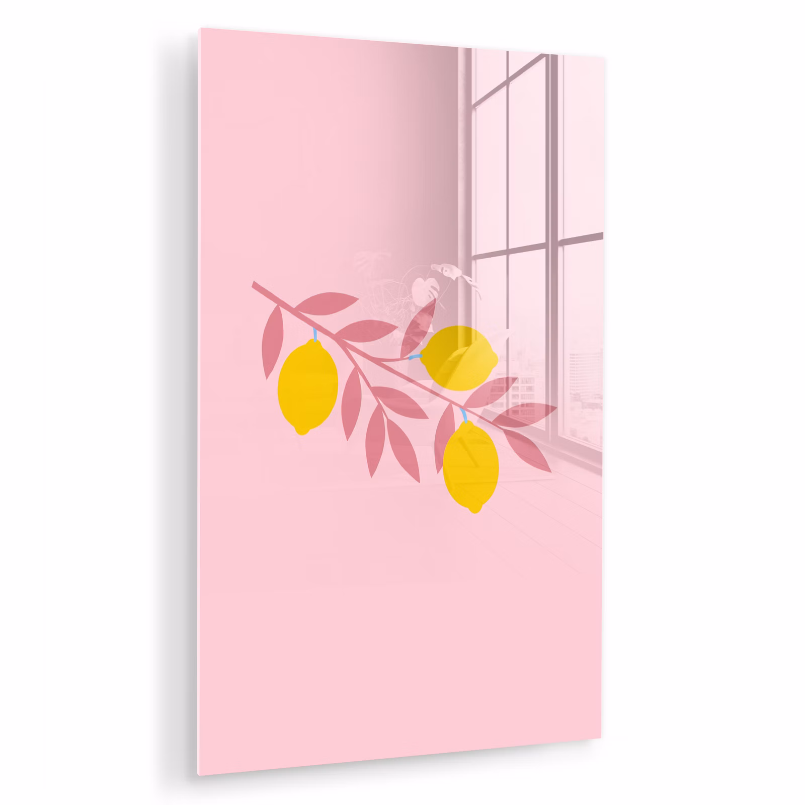 Glas schilderij - Fruit - Tak - Natuur - Abstract - Roze — 1