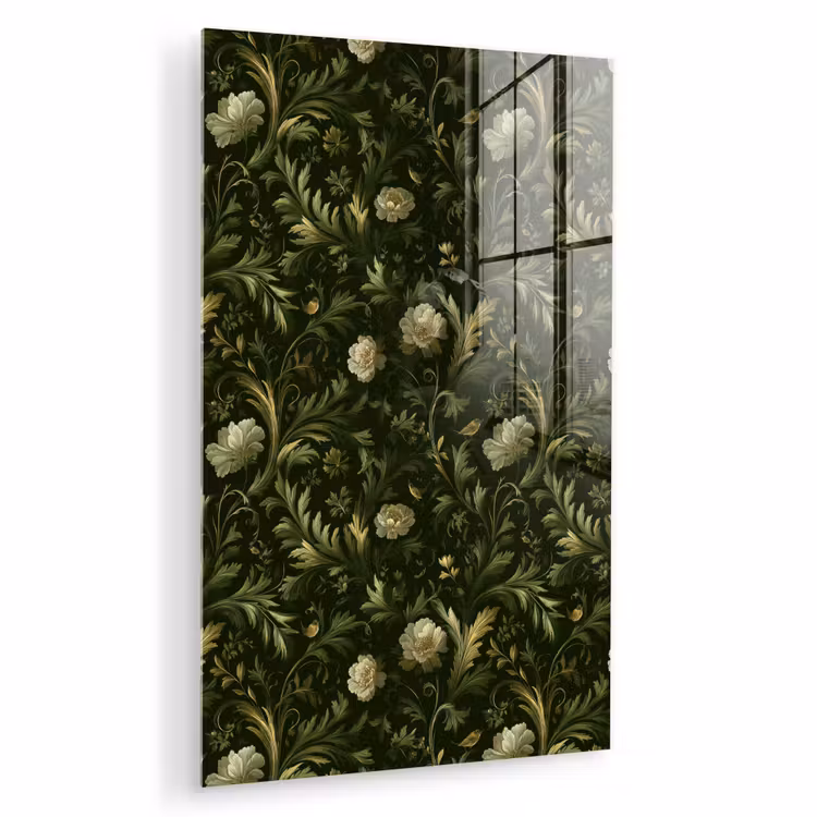 Glas schilderij - Botanisch - Naadloos - Bloemen — 1
