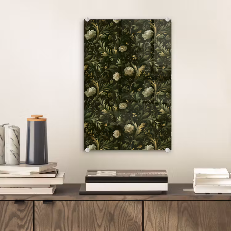Glas schilderij - Botanisch - Naadloos - Bloemen — 2
