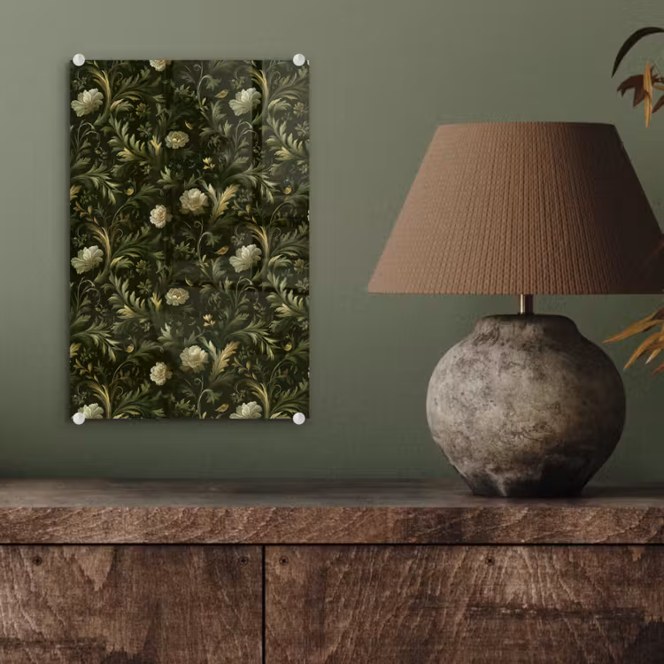 Glas schilderij - Botanisch - Naadloos - Bloemen — 4