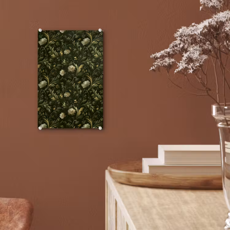 Glas schilderij - Botanisch - Naadloos - Bloemen — 6