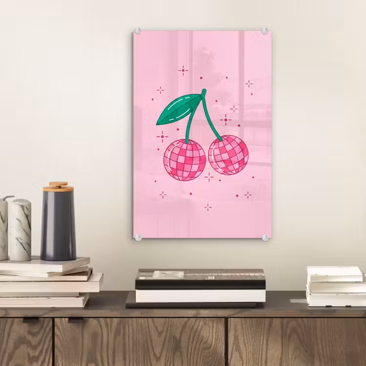 Glas schilderij - Decoratie - Disco-bal - Feest - Roze — 2