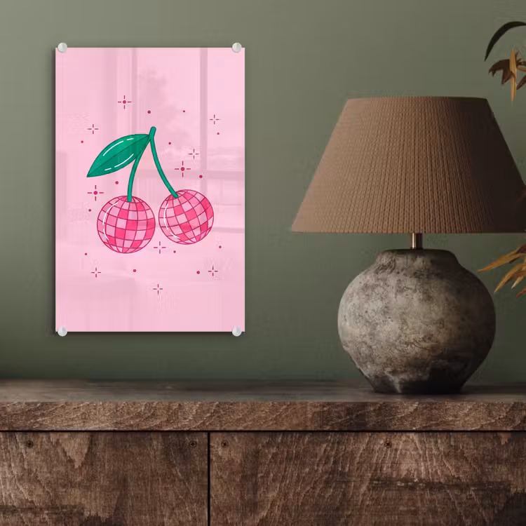 Glas schilderij - Decoratie - Disco-bal - Feest - Roze — 4