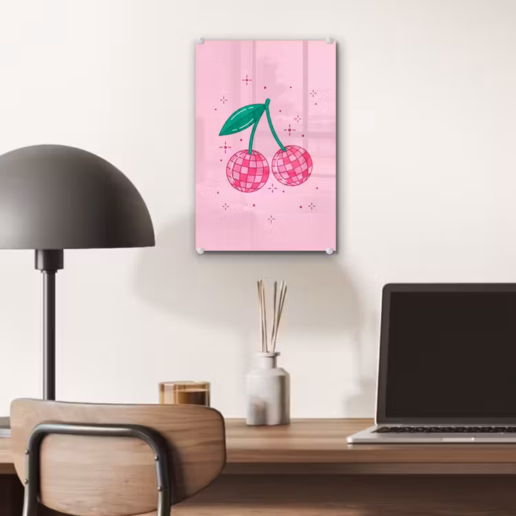 Glas schilderij - Decoratie - Disco-bal - Feest - Roze — 7