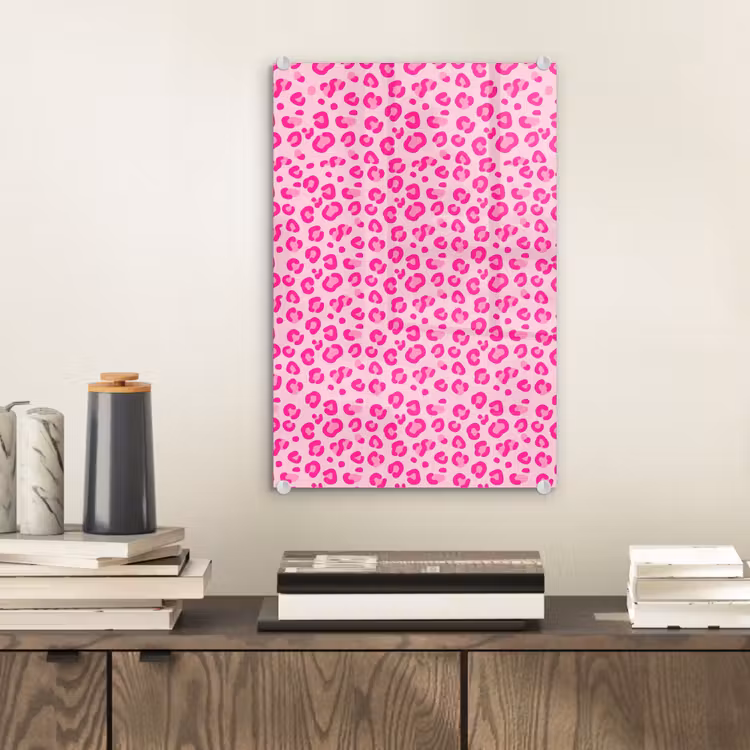 Glas schilderij - Dierenprint - Patroon - Abstract - Modern - Roze — 2