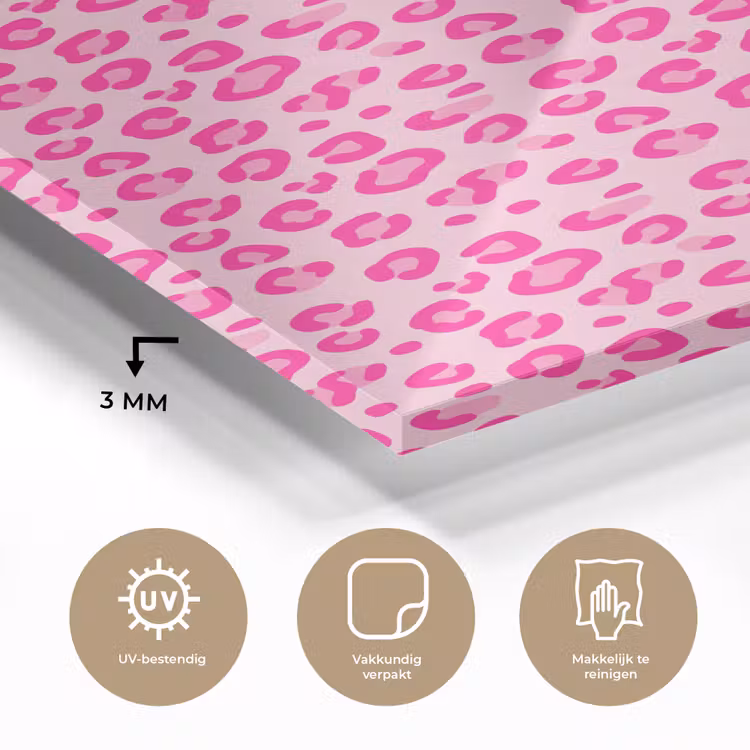 Glas schilderij - Dierenprint - Patroon - Abstract - Modern - Roze — 3