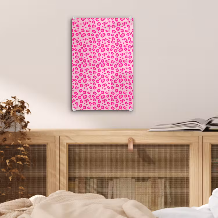 Glas schilderij - Dierenprint - Patroon - Abstract - Modern - Roze — 5