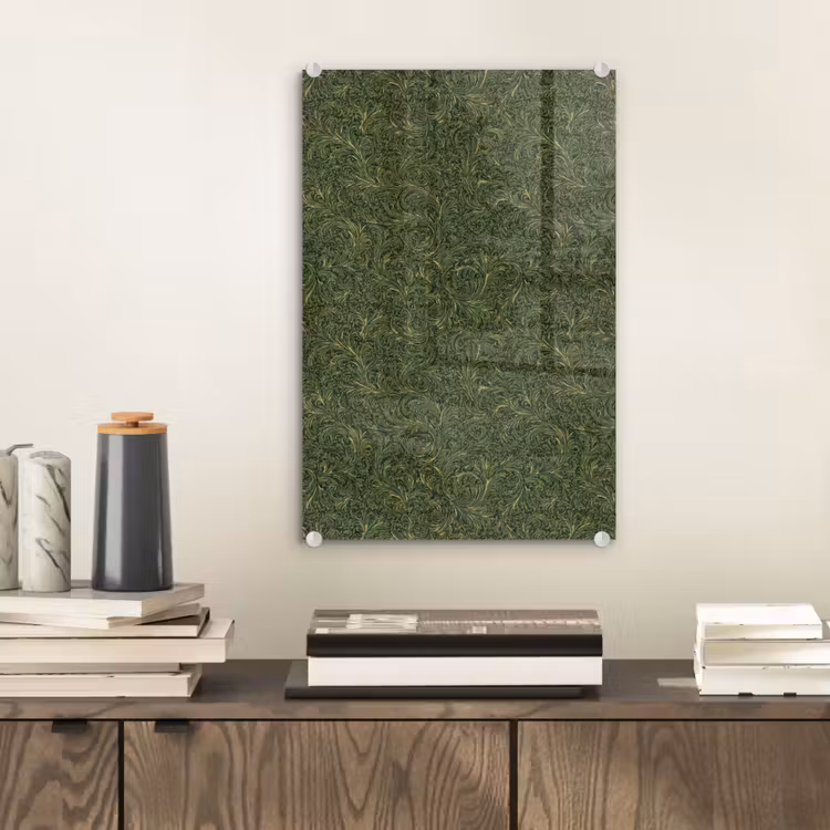 Glas schilderij - Donker - Groen - Krullend - Botanisch — 2