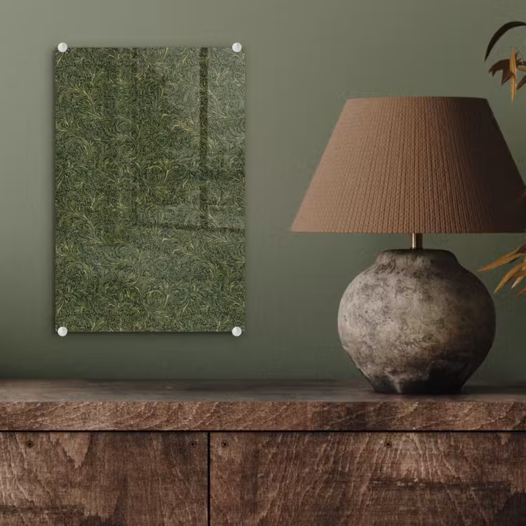 Glas schilderij - Donker - Groen - Krullend - Botanisch — 4