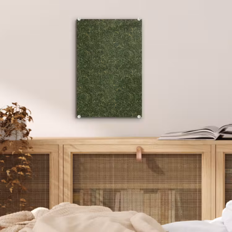 Glas schilderij - Donker - Groen - Krullend - Botanisch — 5
