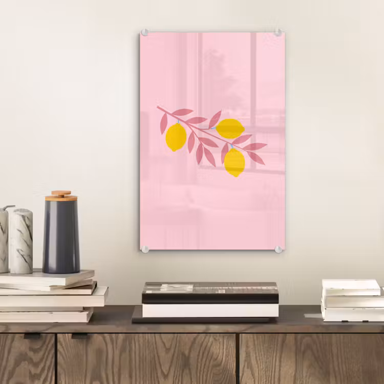 Glas schilderij - Fruit - Tak - Natuur - Abstract - Roze — 2