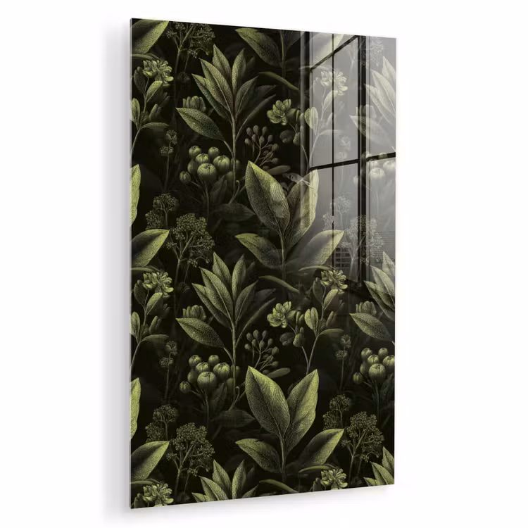 Glas schilderij - Klassiek - Donker - Botanisch - Planten — 1