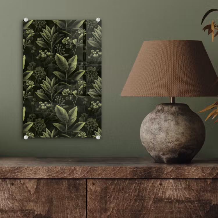 Glas schilderij - Klassiek - Donker - Botanisch - Planten — 4