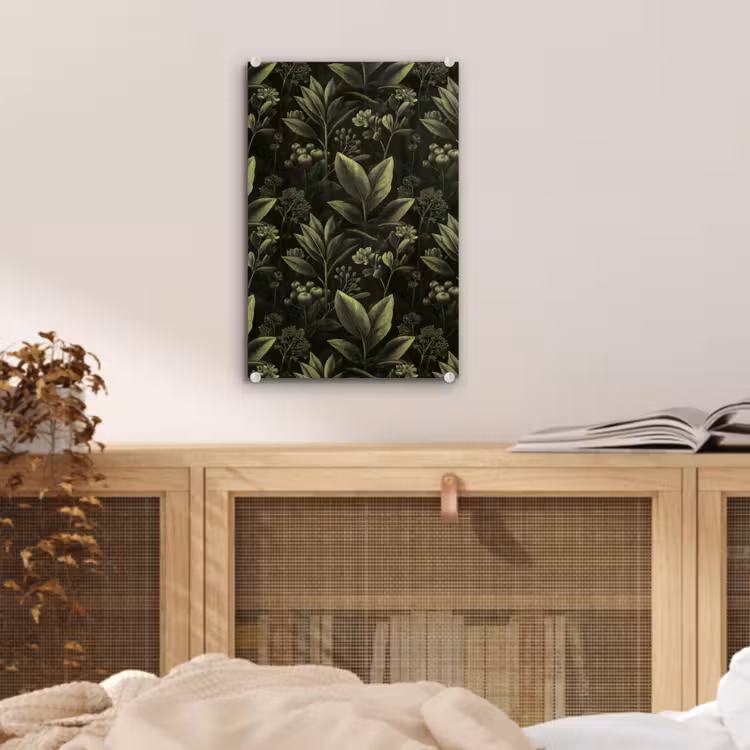 Glas schilderij - Klassiek - Donker - Botanisch - Planten — 5