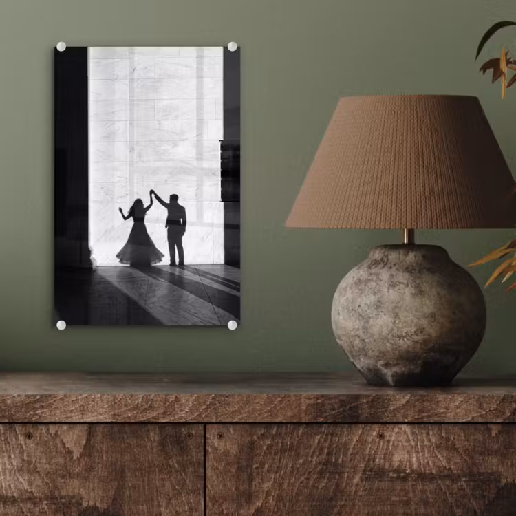 Glas schilderij - Mensen - Schaduw - Dans - Zwart-wit - Liefde — 4