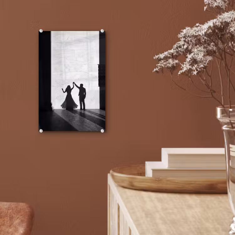 Glas schilderij - Mensen - Schaduw - Dans - Zwart-wit - Liefde — 6