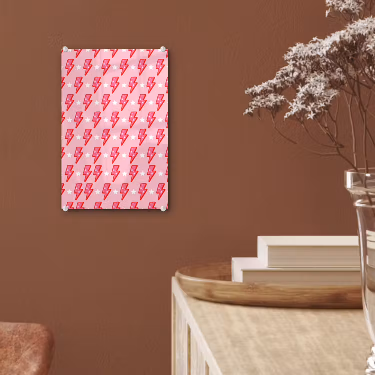 Glas schilderij - Patroon - Bliksem - Ster - Glitter - Roze — 6
