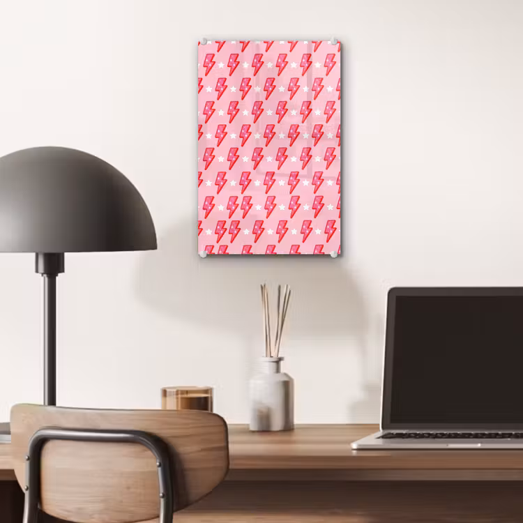 Glas schilderij - Patroon - Bliksem - Ster - Glitter - Roze — 7