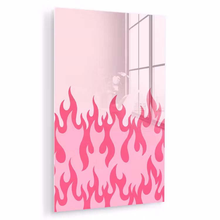 Glas schilderij - Vlammen - Patroon - Abstract - Modern - Roze — 1
