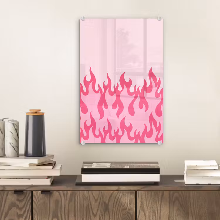 Glas schilderij - Vlammen - Patroon - Abstract - Modern - Roze — 2