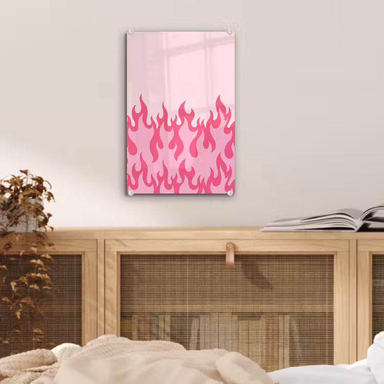Glas schilderij - Vlammen - Patroon - Abstract - Modern - Roze — 5