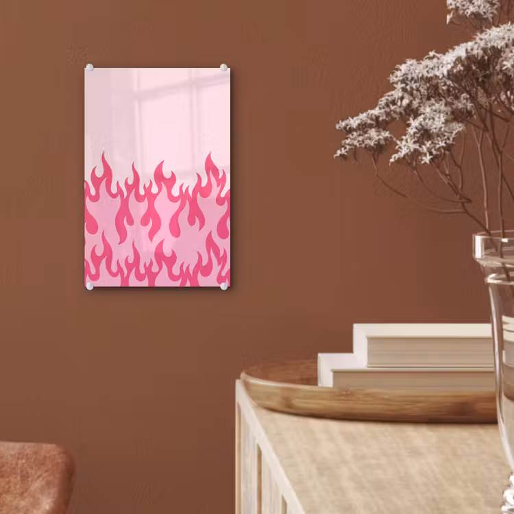 Glas schilderij - Vlammen - Patroon - Abstract - Modern - Roze — 6