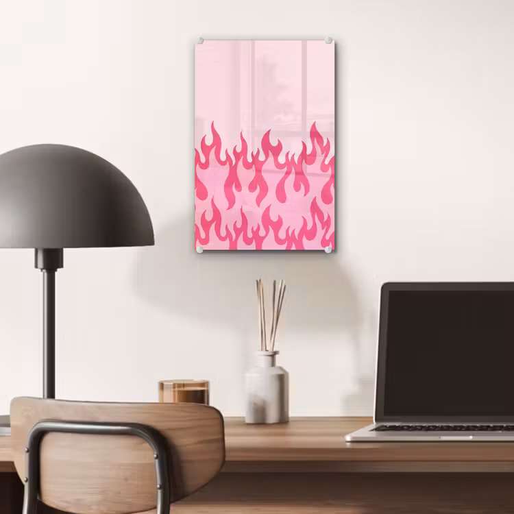 Glas schilderij - Vlammen - Patroon - Abstract - Modern - Roze — 7