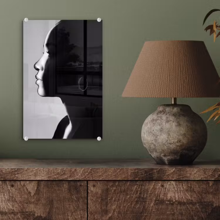 Glas schilderij - Vrouw - Profiel - Mensen - Zwart-wit — 4
