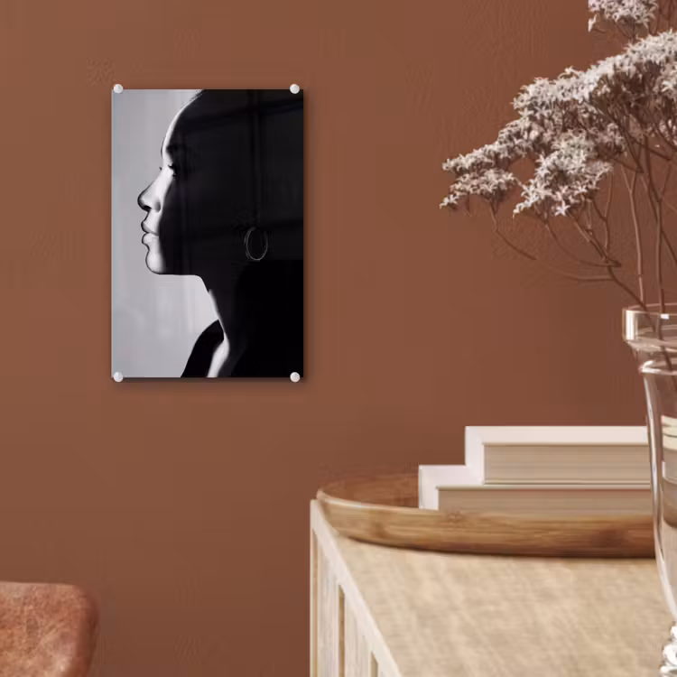 Glas schilderij - Vrouw - Profiel - Mensen - Zwart-wit — 6