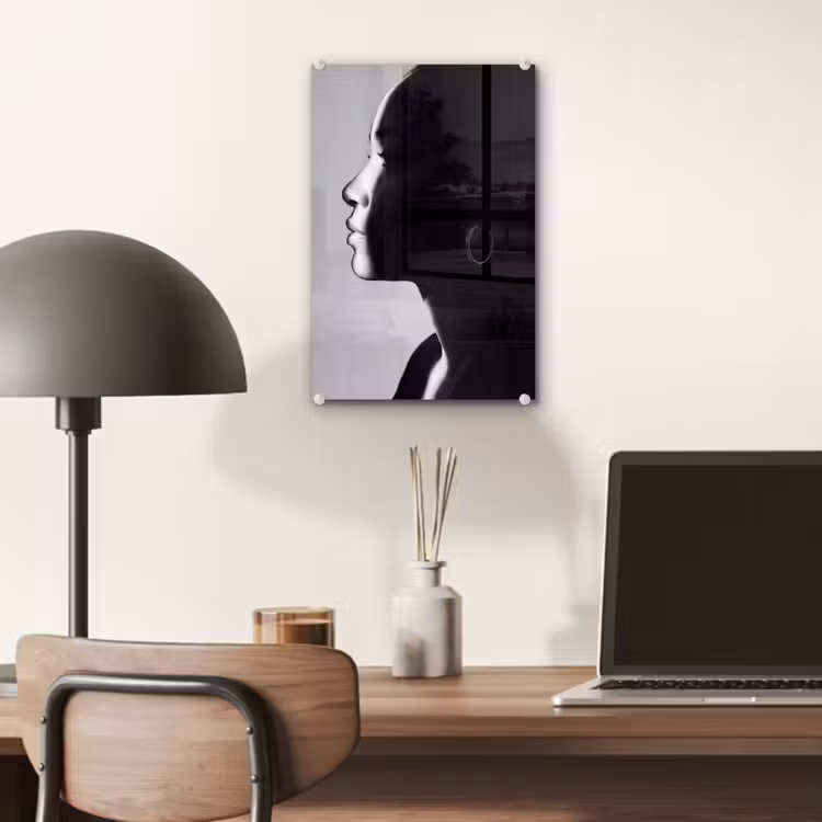 Glas schilderij - Vrouw - Profiel - Mensen - Zwart-wit — 7