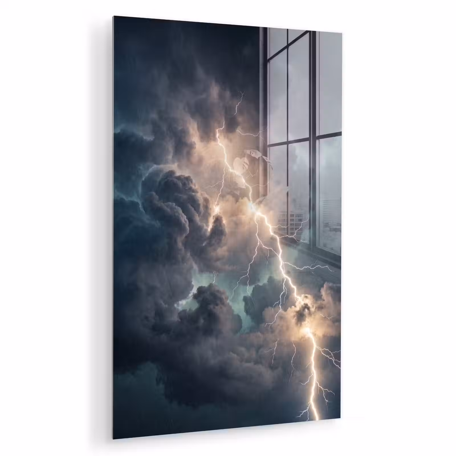 Glas schilderij - Bliksem - Storm - Natuur - Donker — 1